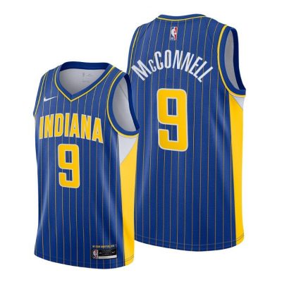 Men Indiana Pacers #9 T.J. McConnell Blue 2020-21 City Edition Jersey New Uniform