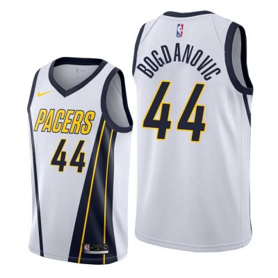 Men Indiana Pacers White-Navy Bojan Bogdanovic #44 Earned Edition Jersey