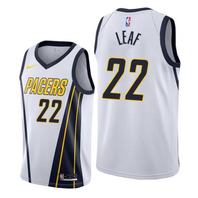 Men Indiana Pacers White-Navy T.J. Leaf #22 Earned Edition Jersey
