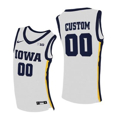 Men Iowa Hawkeyes Custom #00 White Home 2020-21 Jersey