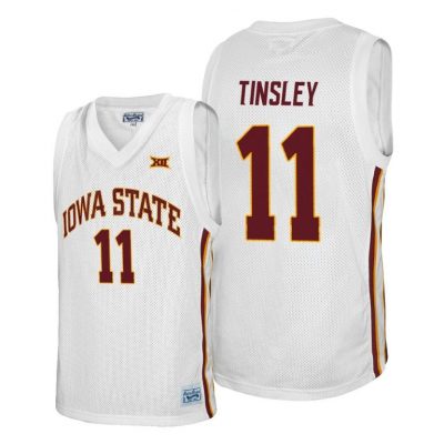 Men Iowa State Cyclones Jamaal Tinsley #11 White Alumni College Basketball Jersey
