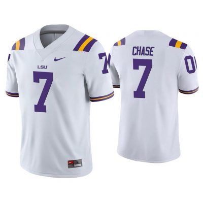 Men Ja'Marr Chase #7 LSU Tigers White Game College Football Jersey