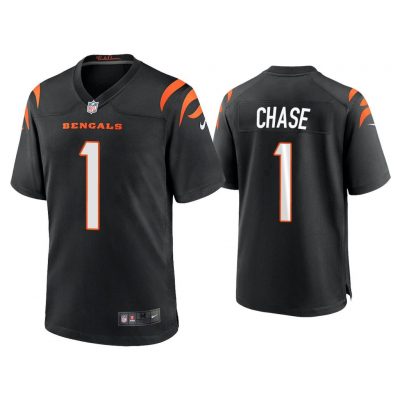 Men Ja'Marr Chase Cincinnati Bengals Black 2021 NFL Draft Game Jersey