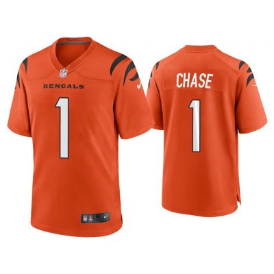 Men Ja'Marr Chase Cincinnati Bengals Orange 2021 NFL Draft Game Jersey