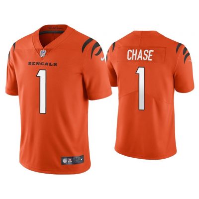 Men Ja'Marr Chase Cincinnati Bengals Orange 2021 NFL Draft Vapor Limited Jersey