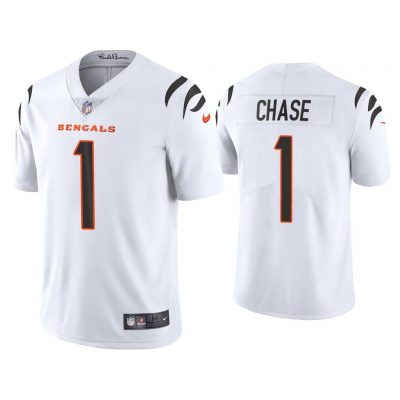 Men Ja'Marr Chase Cincinnati Bengals White 2021 NFL Draft Vapor Limited Jersey