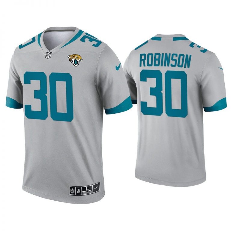 Men Jacksonville Jaguars James Robinson Silver Inverted Legend Jersey