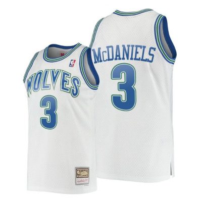 Men Jaden Mcdaniels #3 Timberwolves Hardwood Classics White Jersey