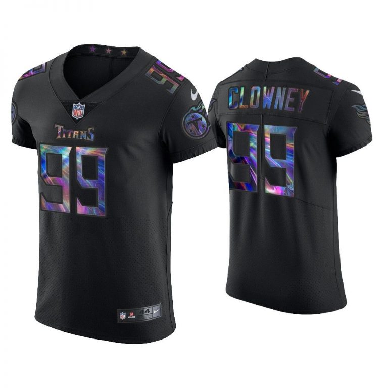 Men Jadeveon Clowney Tennessee Titans Black Golden Edition Holographic Jersey