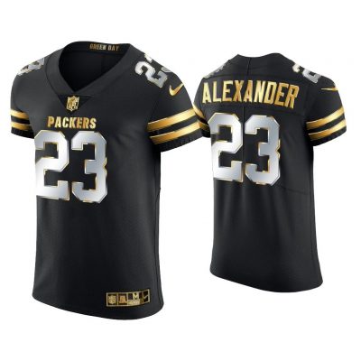 Men Jaire Alexander Green Bay Packers Black Golden Edition Elite Jersey
