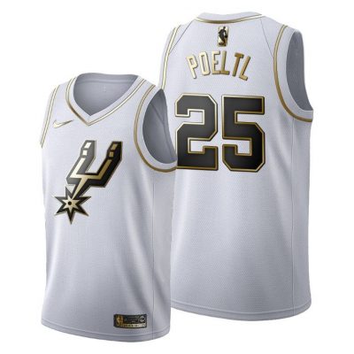 Men Jakob Poeltl #25 San Antonio Spurs Golden Edition White Jersey