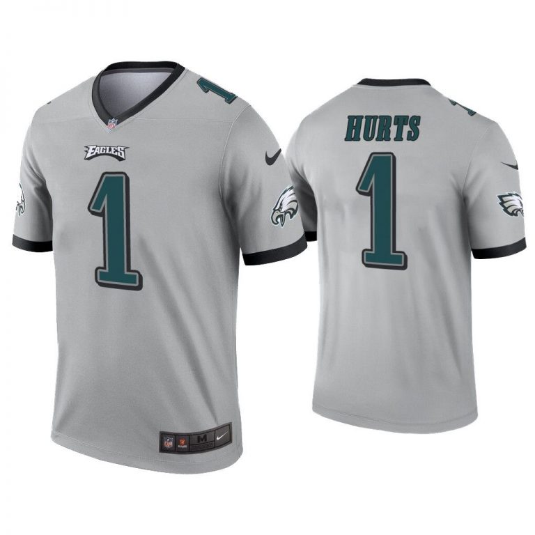 Men Jalen Hurts Philadelphia Eagles Silver Inverted Legend Jersey