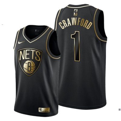 Men Jamal Crawford #1 Brooklyn Nets Golden Edition Black Jersey