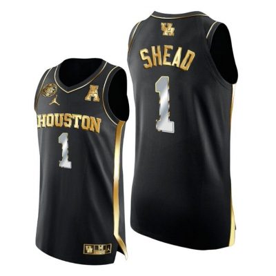Men Jamal Shead Black Golden Houston Cougars 2021 March Madness Final Four Jersey