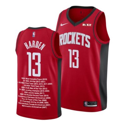 Men James Harden Career Awards Rockets #13 Red Jersey