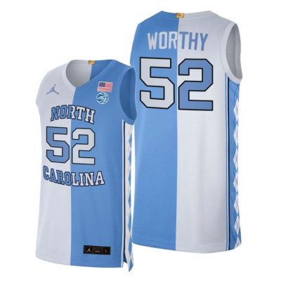 Men James Worthy Split Edition Jersey 2021 North Carolina Tar Heels Special Blue White