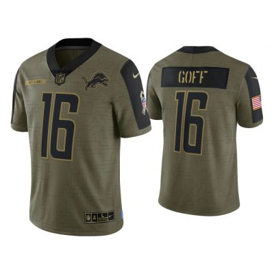 Men Jared Goff Detroit Lions Olive 2021 Salute To Service Limited Jersey