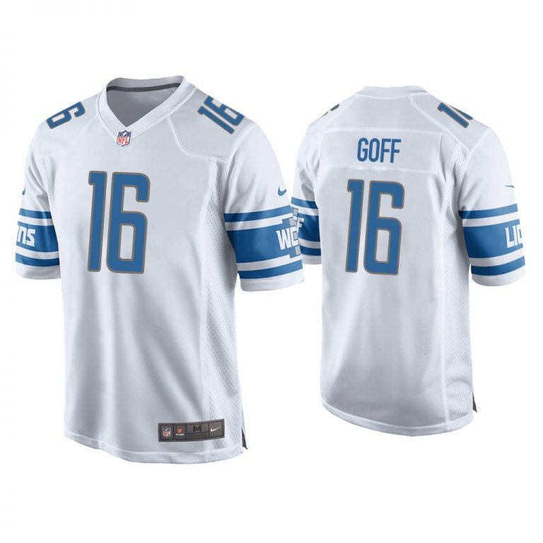 Men Jared Goff Detroit Lions White Game Jersey