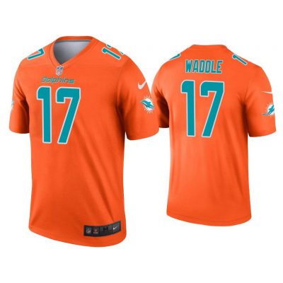 Men Jaylen Waddle Miami Dolphins Orange Inverted Legend Jersey
