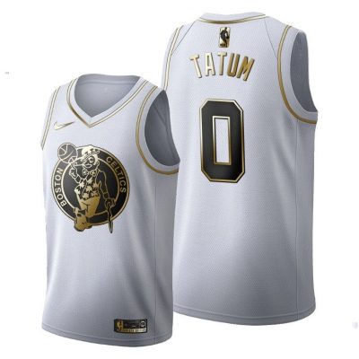 Men Jayson Tatum #0 Boston Celtics Golden Edition White Jersey
