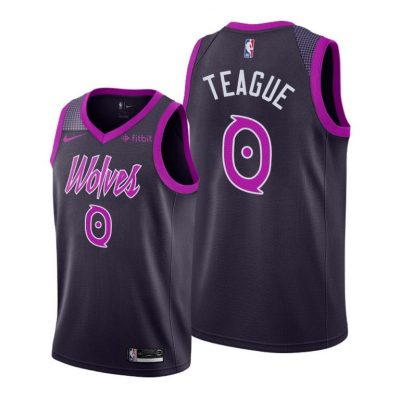 Men Jeff Teague #0 Timberwolves Purple City Edition Jersey