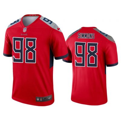 Men Jeffery Simmons Tennessee Titans Red Inverted Legend Jersey