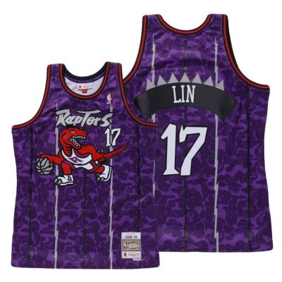 Men Jeremy Lin Toronto Raptors Bape X Mitchell #17 Purple Classic Jersey