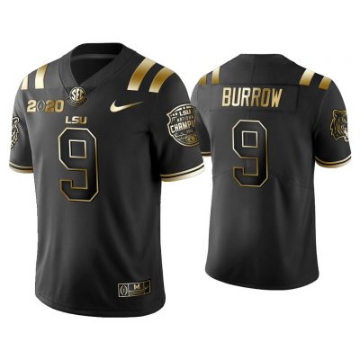 Men Joe Burrow LSU Tigers Black Golden Edition 2020 National Champions Jersey