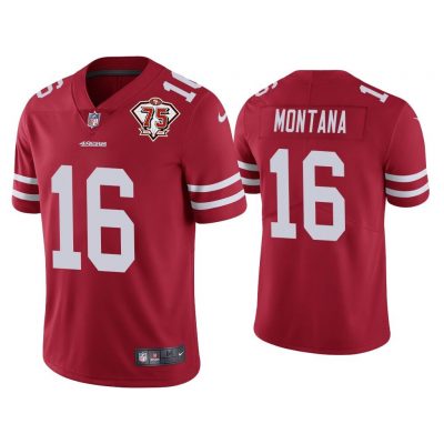 Men Joe Montana San Francisco 49ers Scarlet 75th Anniversary Patch Limited Jersey