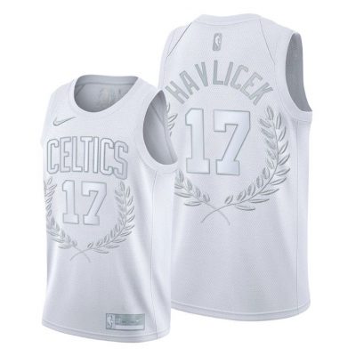 Men John Havlicek #17 Hall of Fame Celtics Platinum Jersey