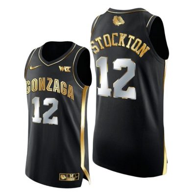 Men John Stockton Black Golden Gonzaga Bulldogs 2021 March Madness Jersey