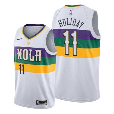 Men Jrue Holiday New Orleans Pelicans #11 White City Edition Jersey