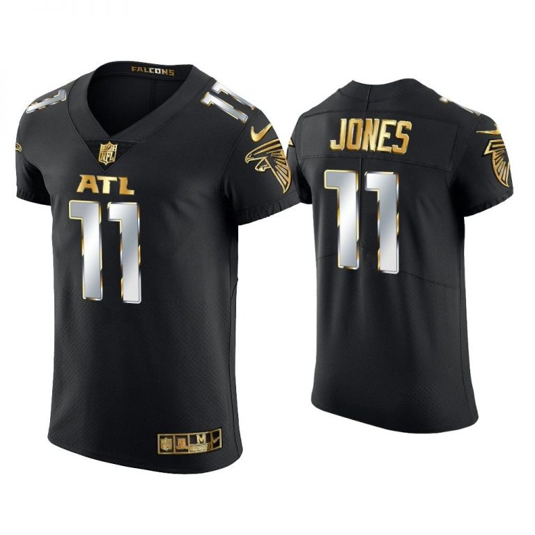 Men Julio Jones Atlanta Falcons Black Golden Edition Elite Jersey