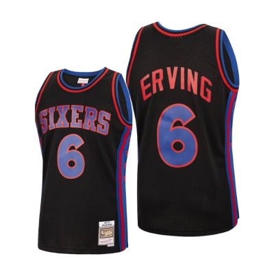 Men Julius Erving Philadelphia 76Ers Classic Reload Black Jersey