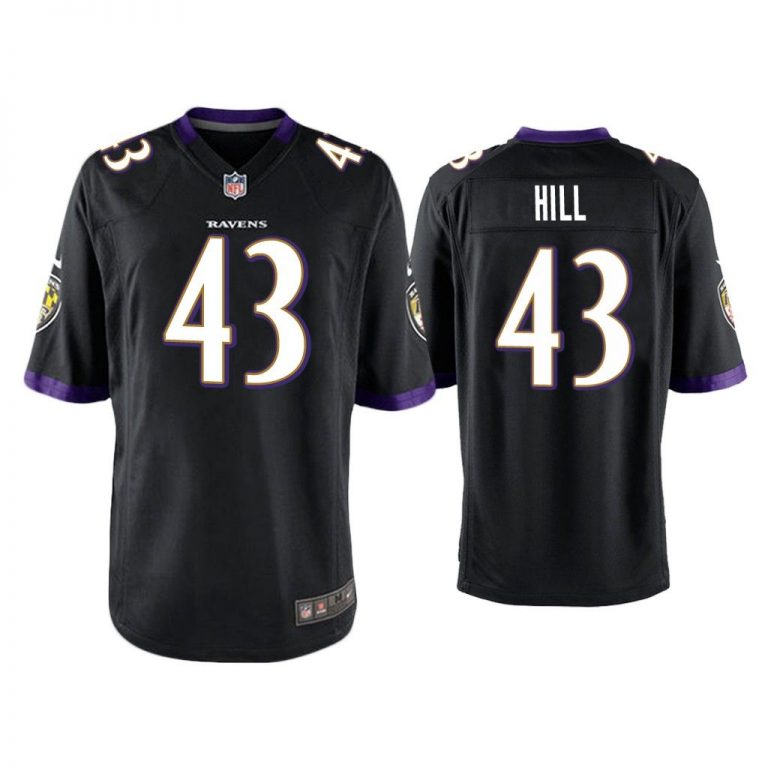 Men Justice Hill Baltimore Ravens Black Game Jersey