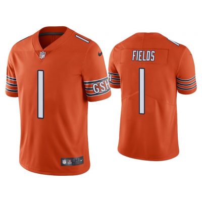 Men Justin Fields Chicago Bears Orange 2021 NFL Draft Vapor Limited Jersey
