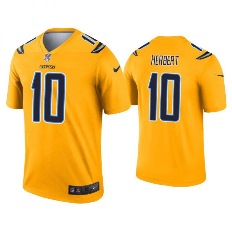 Men Justin Herbert Los Angeles Chargers Gold Inverted Legend Jersey