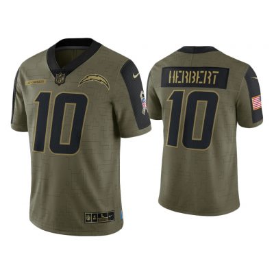 Men Justin Herbert Los Angeles Chargers Olive 2021 Salute To Service Limited Jersey