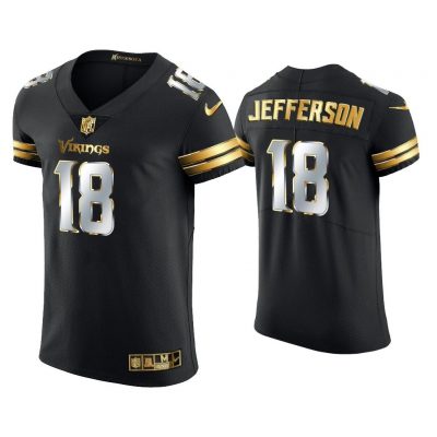 Men Justin Jefferson Minnesota Vikings Black Golden Edition Vapor Elite Jersey