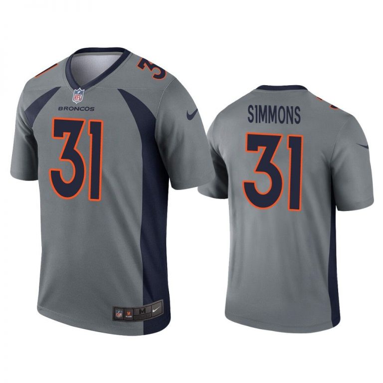 Men Justin Simmons Denver Broncos Gray Inverted Legend Jersey