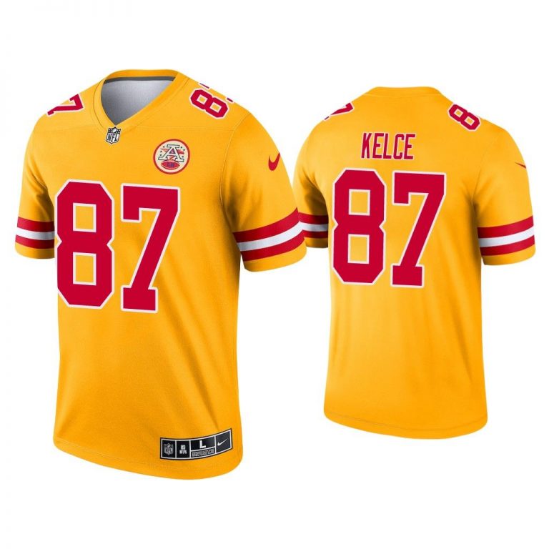 Men Kansas City Chiefs Travis Kelce Yellow Inverted Legend Jersey