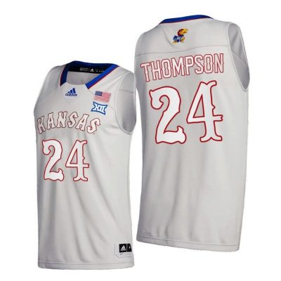 Men Kansas Jayhawks Bryce Thompson #24 Gray College Basketball 2020-21 Jersey