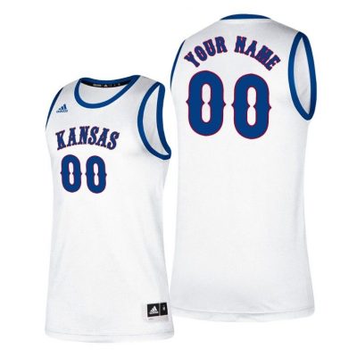 Men Kansas Jayhawks Custom #00 White Classic College Basketball Jersey
