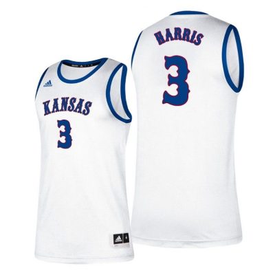 Men Kansas Jayhawks Dajuan Harris #3 White Classic College Basketball Jersey