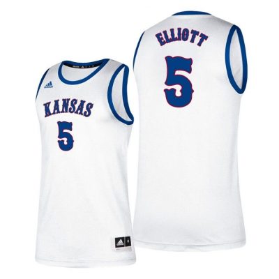 Men Kansas Jayhawks Elijah Elliott #5 White Classic College Basketball Jersey