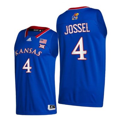 Men Kansas Jayhawks Latrell Jossel #4 Royal College Basketball 2020-21 Jersey