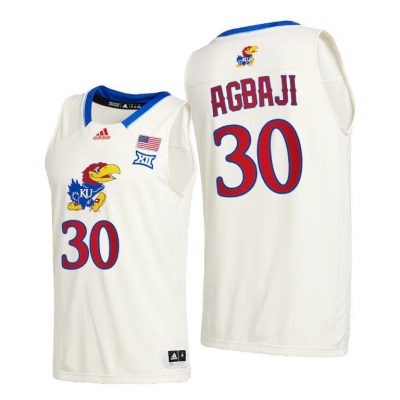 Men Kansas Jayhawks Ochai Agbaji #30 Cream College Basketball 2020-21 Jersey