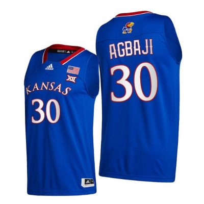 Men Kansas Jayhawks Ochai Agbaji #30 Royal College Basketball 2020-21 Jersey