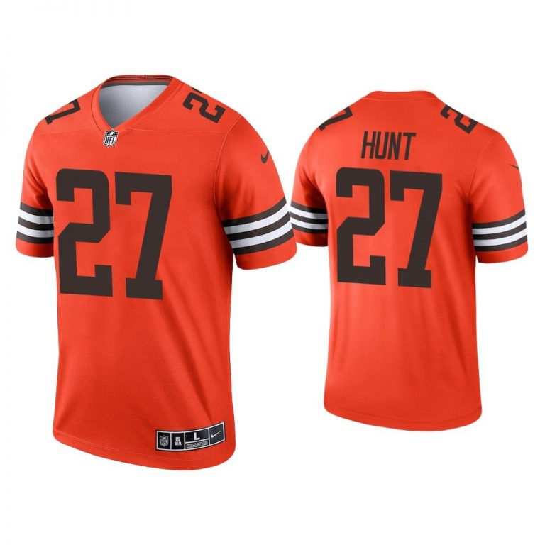 Men Kareem Hunt Cleveland Browns Orange Inverted Legend Jersey