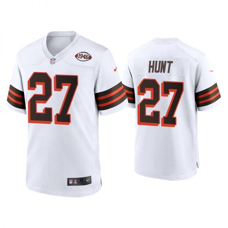 Men Kareem Hunt Cleveland Browns White 1946 Collection Alternate Game Jersey